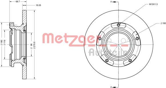 Metzger 6110205 - Тормозной диск autosila-amz.com