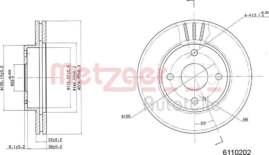 Metzger 6110202 - Тормозной диск autosila-amz.com