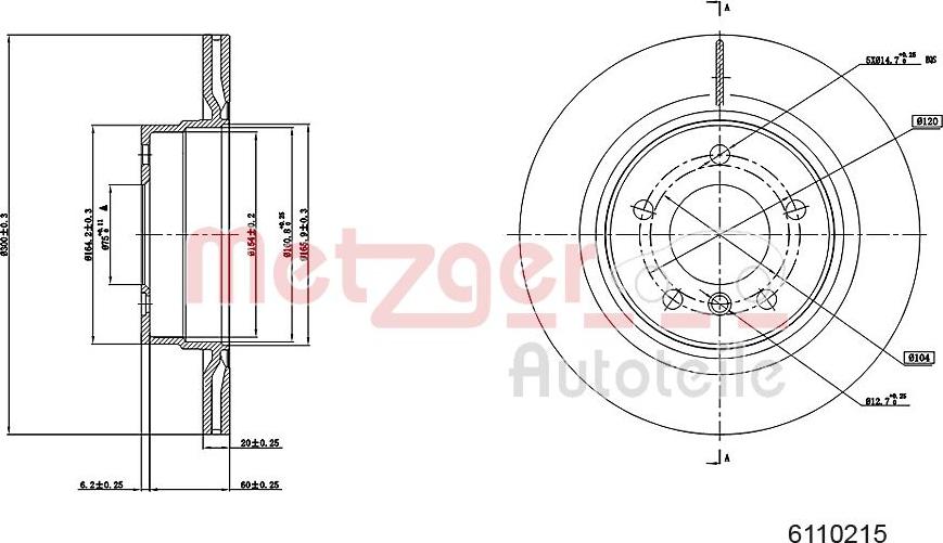 Metzger 6110215 - Тормозной диск autosila-amz.com