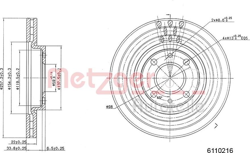 Metzger 6110216 - Тормозной диск autosila-amz.com