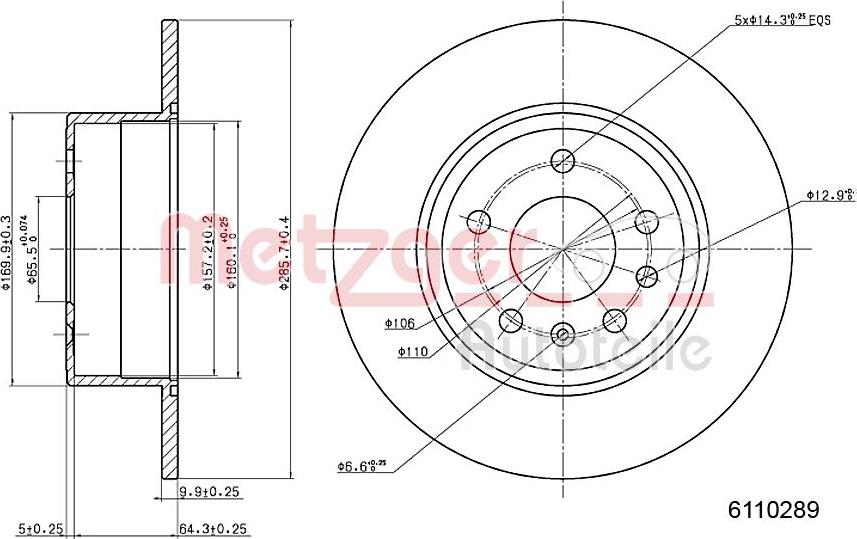 Metzger 6110289 - Тормозной диск autosila-amz.com