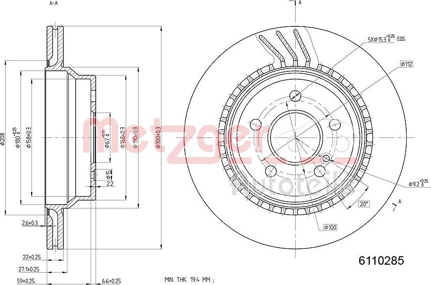 Metzger 6110285 - Тормозной диск autosila-amz.com