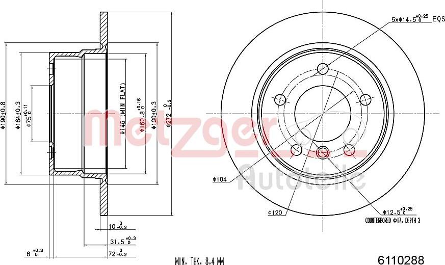 Metzger 6110288 - Тормозной диск autosila-amz.com