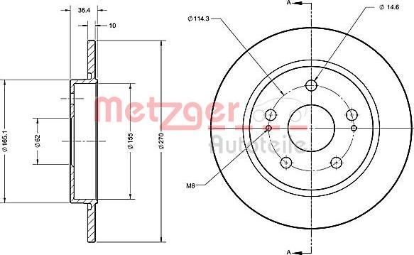 Metzger 6110234 - Тормозной диск autosila-amz.com