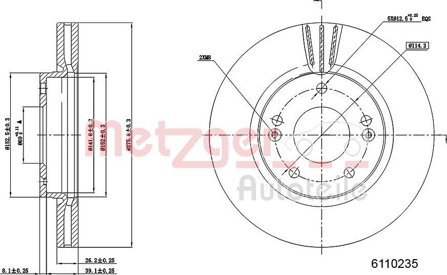 Metzger 6110235 - Тормозной диск autosila-amz.com