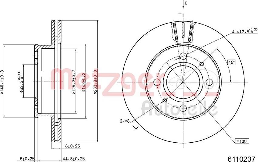 Metzger 6110237 - Тормозной диск autosila-amz.com