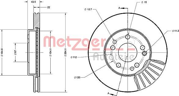 Metzger 6110223 - Тормозной диск autosila-amz.com