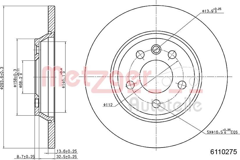 Metzger 6110275 - Тормозной диск autosila-amz.com