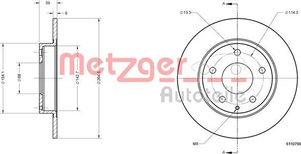 Metzger 6110799 - Тормозной диск autosila-amz.com
