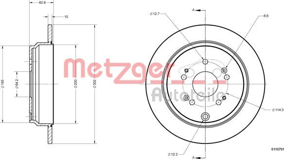 Metzger 6110791 - Тормозной диск autosila-amz.com