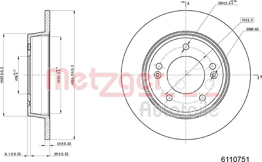 Metzger 6110751 - Тормозной диск autosila-amz.com