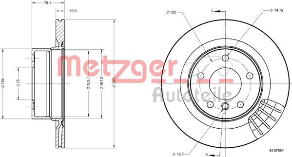 Metzger 6110769 - Тормозной диск autosila-amz.com