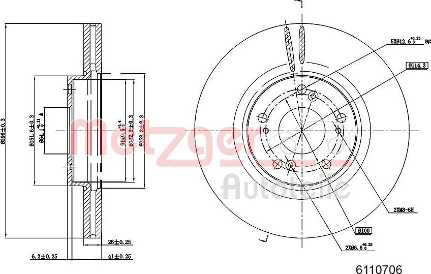 Metzger 6110706 - Тормозной диск autosila-amz.com