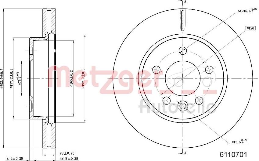 Metzger 6110701 - Тормозной диск autosila-amz.com