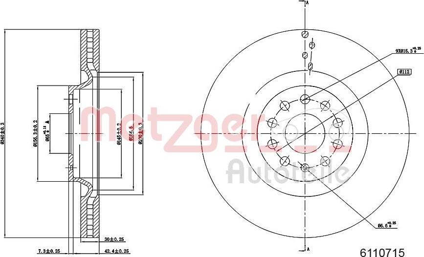 Metzger 6110715 - Тормозной диск autosila-amz.com