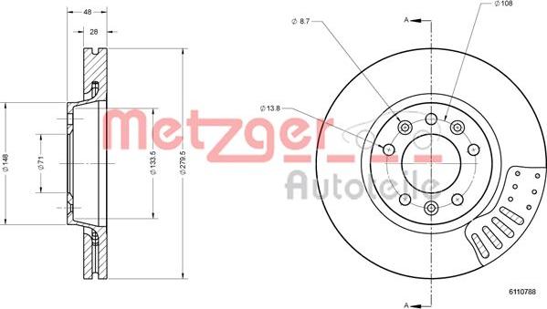 Metzger 6110788 - Тормозной диск autosila-amz.com