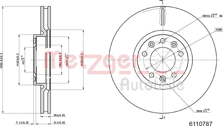 Metzger 6110787 - Тормозной диск autosila-amz.com