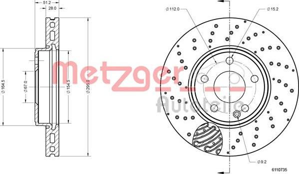 Metzger 6110735 - Тормозной диск autosila-amz.com