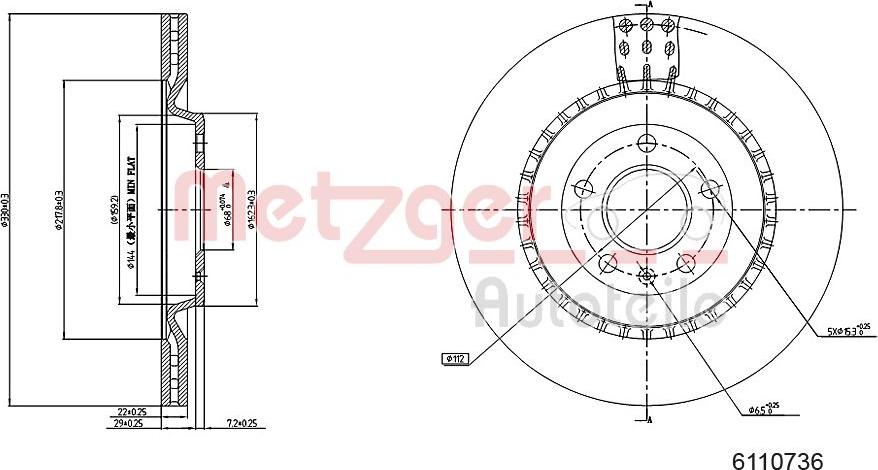Metzger 6110736 - Тормозной диск autosila-amz.com