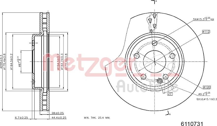 Metzger 6110731 - Тормозной диск autosila-amz.com