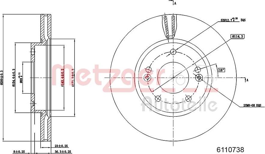 Metzger 6110738 - Тормозной диск autosila-amz.com