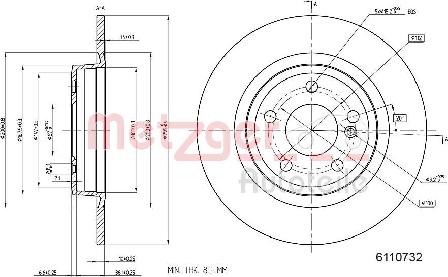 Metzger 6110732 - Тормозной диск autosila-amz.com