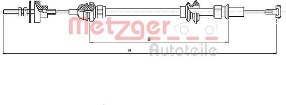 Metzger 19.208E - Трос, управление сцеплением autosila-amz.com