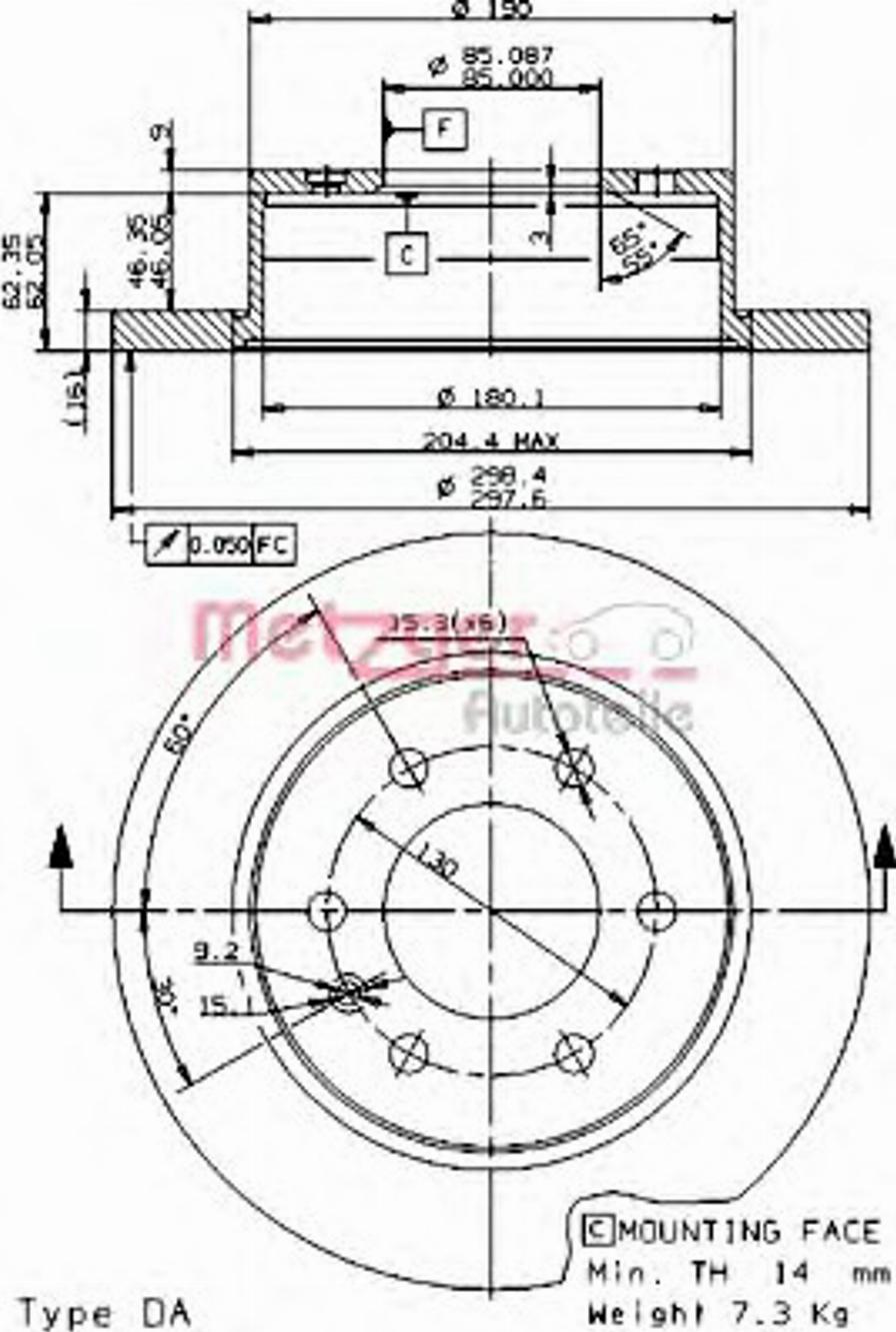 Metzger 14908 E - Тормозной диск autosila-amz.com