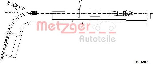 Metzger 10.4309 - Тросик, cтояночный тормоз autosila-amz.com