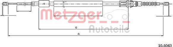 Metzger 10.6043 - Тросик, cтояночный тормоз autosila-amz.com