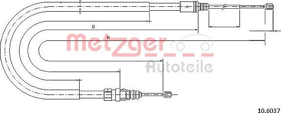 Metzger 10.6037 - Тросик, cтояночный тормоз autosila-amz.com