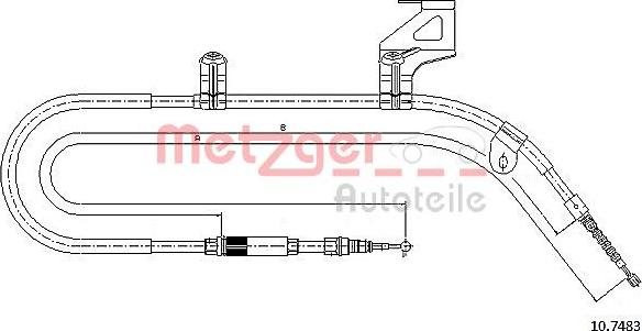 Metzger 10.7483 - тросик ручного торм. прав. VW autosila-amz.com