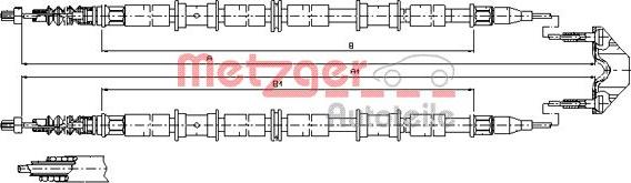 Metzger 11.5864 - тросик ручного торм. лев.и прав. Opel autosila-amz.com