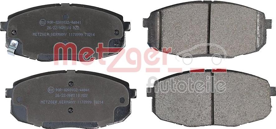 Metzger 1170999 - Тормозные колодки, дисковые, комплект autosila-amz.com