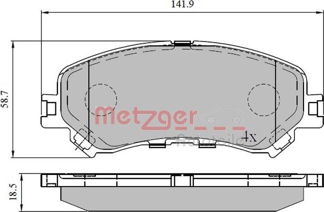 Metzger 1170908 - Тормозные колодки, дисковые, комплект autosila-amz.com