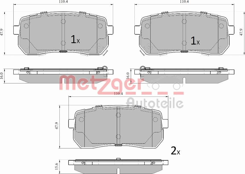 Metzger 1170914 - Тормозные колодки, дисковые, комплект autosila-amz.com