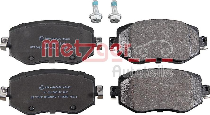 Metzger 1170988 - Тормозные колодки, дисковые, комплект autosila-amz.com