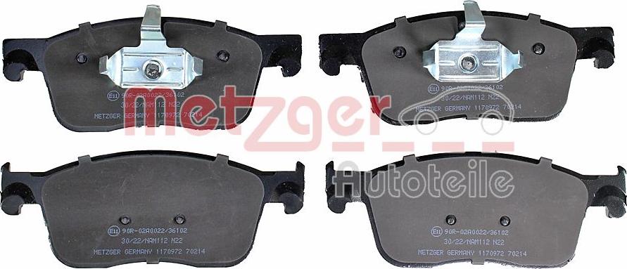 Metzger 1170972 - Тормозные колодки, дисковые, комплект autosila-amz.com