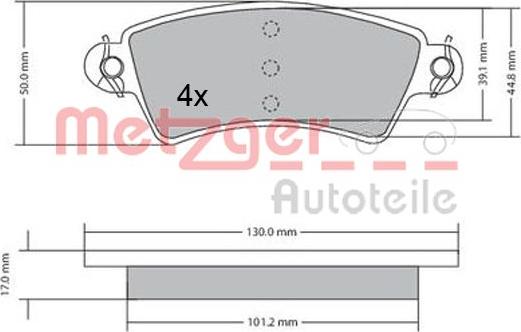 Metzger 1170499 - Тормозные колодки, дисковые, комплект autosila-amz.com