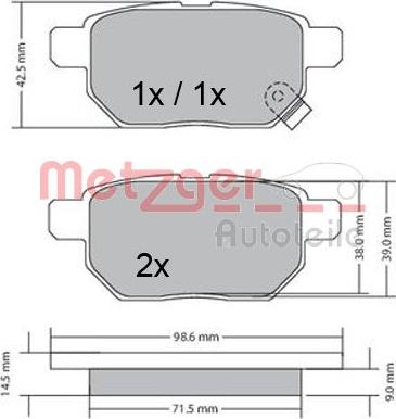 Metzger 1170444 - Тормозные колодки, дисковые, комплект autosila-amz.com