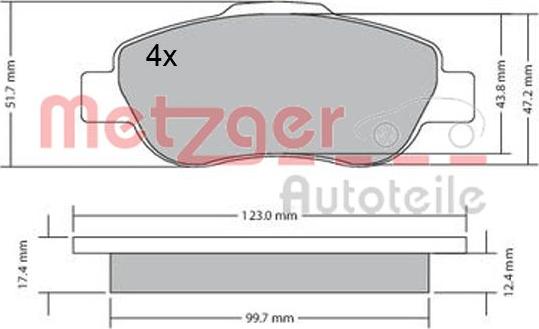 Metzger 1170440 - Тормозные колодки, дисковые, комплект autosila-amz.com