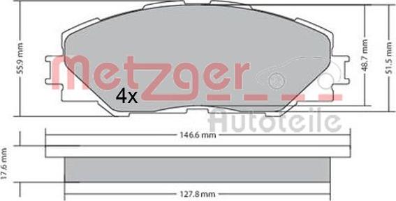Metzger 1170443 - Тормозные колодки, дисковые, комплект autosila-amz.com