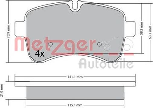 Metzger 1170466 - Тормозные колодки, дисковые, комплект autosila-amz.com