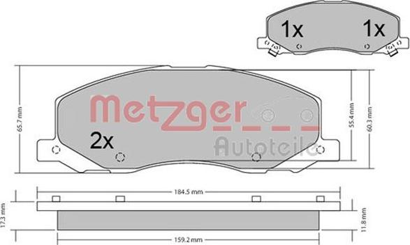 Metzger 1170468 - Тормозные колодки, дисковые, комплект autosila-amz.com