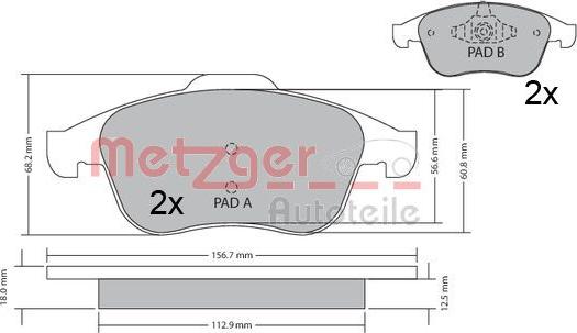 Metzger 1170409 - Тормозные колодки, дисковые, комплект autosila-amz.com