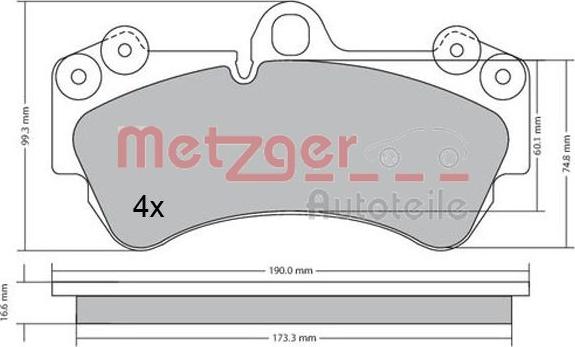 Metzger 1170405 - Тормозные колодки, дисковые, комплект autosila-amz.com