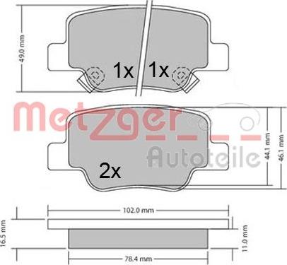 Metzger 1170410 - Тормозные колодки, дисковые, комплект autosila-amz.com