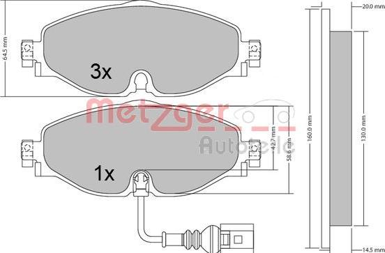 Metzger 1170411 - Тормозные колодки, дисковые, комплект autosila-amz.com