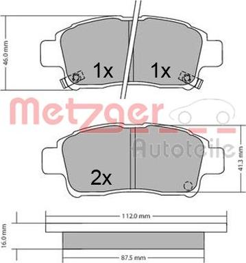 Metzger 1170436 - Тормозные колодки, дисковые, комплект autosila-amz.com