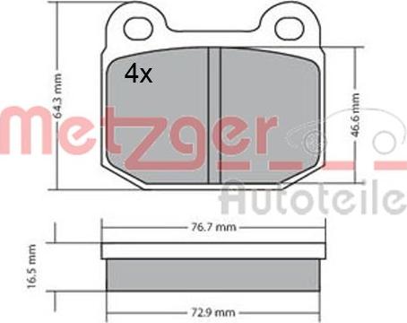 Metzger 1170425 - Тормозные колодки, дисковые, комплект autosila-amz.com